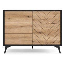 DIAMOND chest of drawers 104 cm, Evoke oak with black