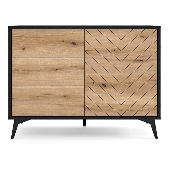 DIAMOND chest of drawers 104 cm, Evoke oak with black