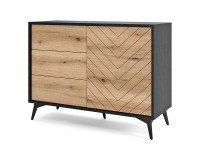 DIAMOND chest of drawers 104 cm, Evoke oak with black