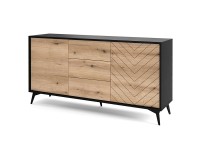 DIAMOND chest of drawers 154 cm, Evoke oak with black