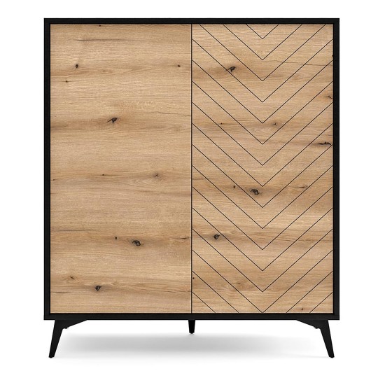 DIAMOND tall cabinet 104 cm, Evoke oak with black DIAMOND tall cabinet 104 cm, Evoke oak with black