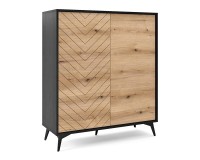 DIAMOND tall cabinet 104 cm, Evoke oak with black DIAMOND tall cabinet 104 cm, Evoke oak with black