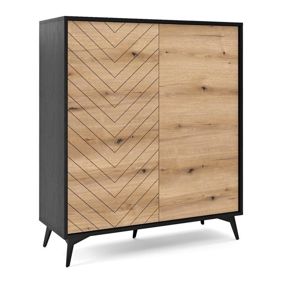 DIAMOND tall cabinet 104 cm, Evoke oak with black DIAMOND tall cabinet 104 cm, Evoke oak with black