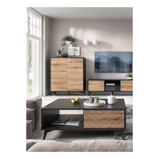 DIAMOND tall cabinet 104 cm, Evoke oak with black DIAMOND tall cabinet 104 cm, Evoke oak with black