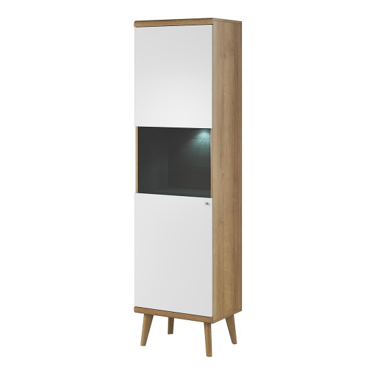 PRIMO display cabinet 50 cm, white with Riviera oak