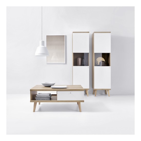 PRIMO display cabinet 50 cm, white with Riviera oak