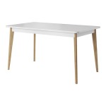 PRIMO extending dining table 140 cm, white with Riviera oak
