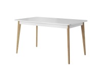 PRIMO extending dining table 140 cm, white with Riviera oak