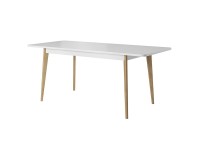 PRIMO extending dining table 140 cm, white with Riviera oak