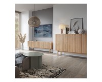Комод низкий BOHO 144 см, дуб ривьера с мрамором
