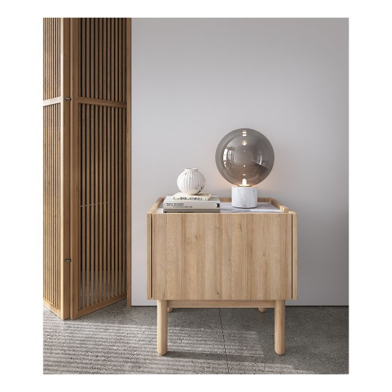 BOHO bedside table 50 cm, Riviera oak with marble