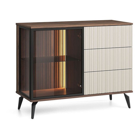 VICI chest of drawers 103 cm, cashmere with Warmia walnut VICI chest of drawers 103 cm, cashmere with Warmia walnut