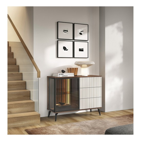 VICI chest of drawers 103 cm, cashmere with Warmia walnut VICI chest of drawers 103 cm, cashmere with Warmia walnut