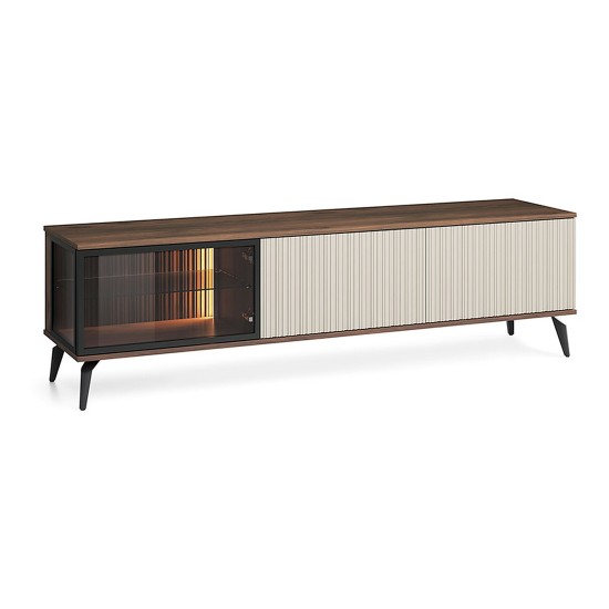 VICI tv unit 180 cm, cashmere with Warmia walnut VICI tv unit 180 cm, cashmere with Warmia walnut