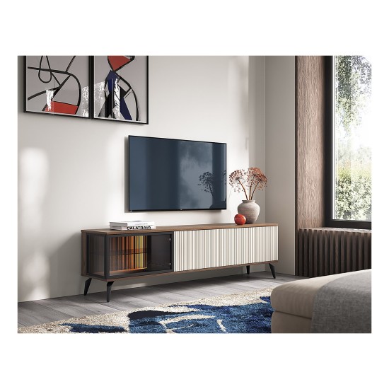 VICI tv unit 180 cm, cashmere with Warmia walnut VICI tv unit 180 cm, cashmere with Warmia walnut