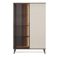 VICI display cabinet 103 cm, cashmere with Warmia walnut