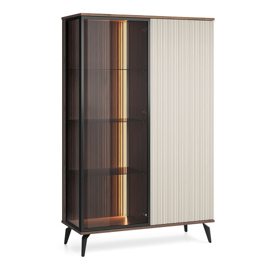 VICI display cabinet 103 cm, cashmere with Warmia walnut VICI display cabinet 103 cm, cashmere with Warmia walnut