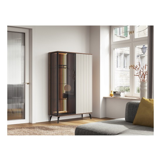 VICI display cabinet 103 cm, cashmere with Warmia walnut VICI display cabinet 103 cm, cashmere with Warmia walnut