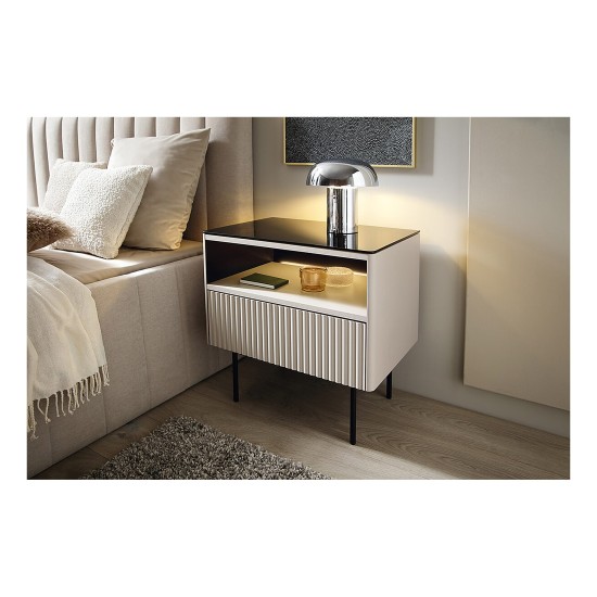 ORTA bedside table 57 cm, cashmere