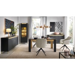 NORICA display cabinet 95 cm, two doors, black matt NORICA display cabinet 95 cm, two doors, black matt